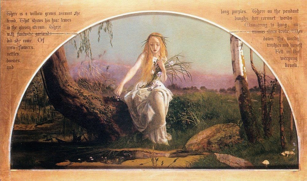 “There’s rosemary, that’s for remembrance…”, Tranh vẽ nàng Ophelia của Arthur Hughes 
